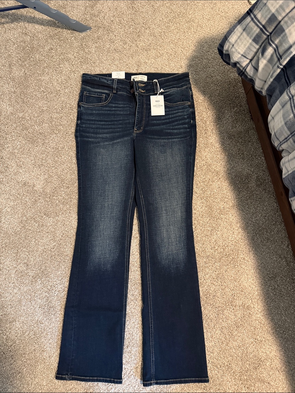BKE Women's Dark Blue Wide Leg Jeans